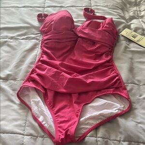 Profile By Gottex Pink One Piece Swimsuit with Sweetheart Neckline